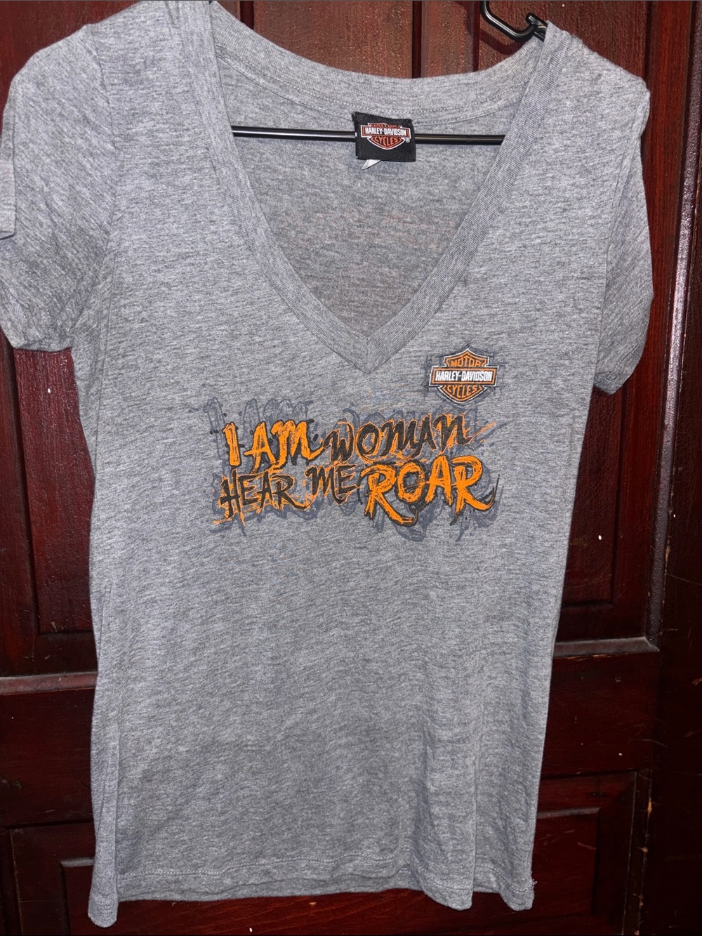 Harley-Davidson Gray Tee with Orange Script Logo